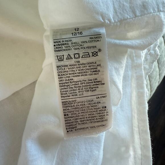 GAP Eyelet Button Front Dress White Cotton Embroidered Midi Women’s Cottagecore - Picture 8 of 12